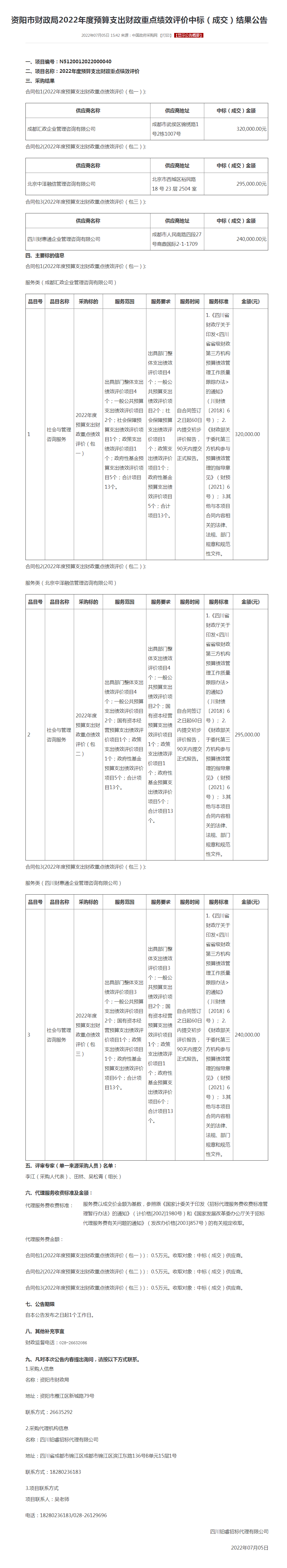 资阳市财政局2022年度预算支出财政重点绩效评价中标（成交）结果公告.png